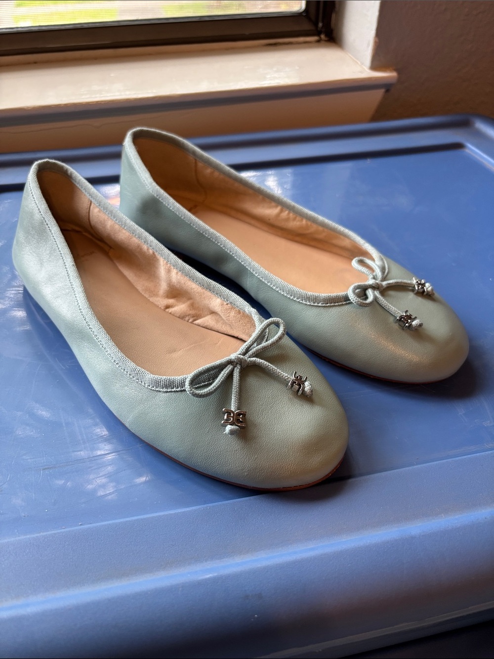 Sam Edelman Ballet Flats in Light Mint with Bow Accent 8.5